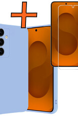 Nomfy Nomfy Samsung Galaxy S25 Plus Hoesje Siliconen Met Screenprotector - Lichtblauw