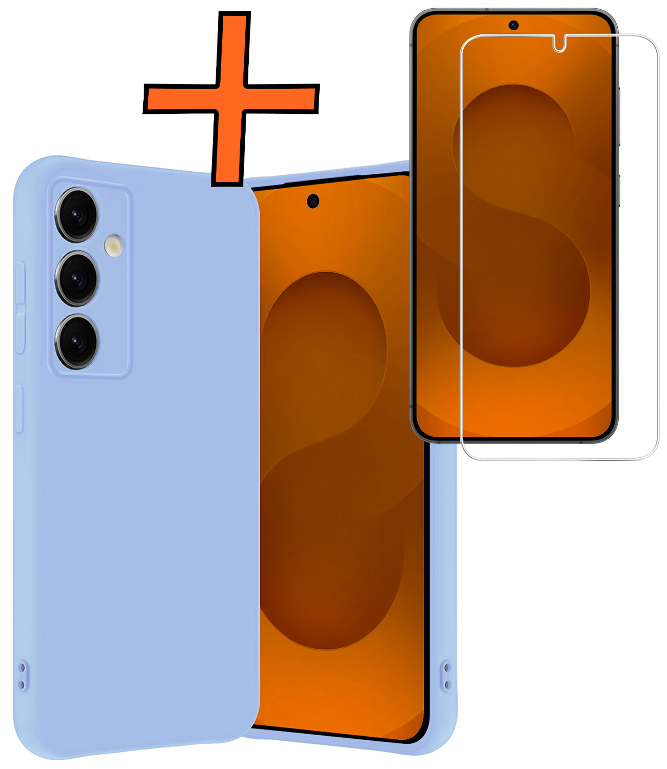 Nomfy Nomfy Samsung Galaxy S25 Plus Hoesje Siliconen Met Screenprotector - Lichtblauw