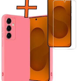 Nomfy Nomfy Samsung Galaxy S25 Plus Hoesje Siliconen Met Screenprotector - Lichtroze