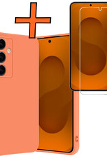 Nomfy Nomfy Samsung Galaxy S25 Plus Hoesje Siliconen Met Screenprotector - Perzik