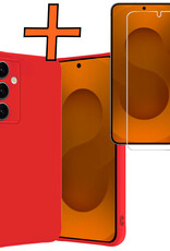 Nomfy Nomfy Samsung Galaxy S25 Plus Hoesje Siliconen Met Screenprotector - Rood