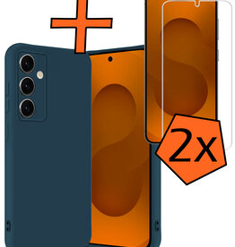 Nomfy Nomfy Samsung Galaxy S25 Plus Hoesje Siliconen Met 2x Screenprotector - Donkerblauw