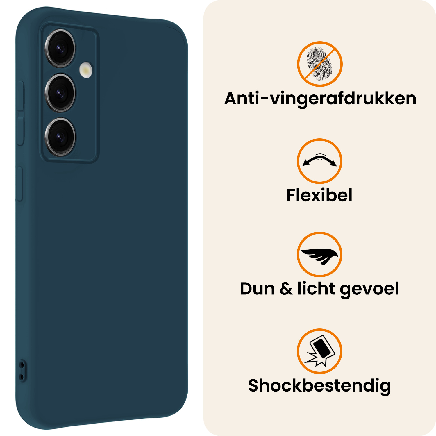 Nomfy Nomfy Samsung Galaxy S25 Plus Hoesje Siliconen Met 2x Screenprotector - Donkerblauw