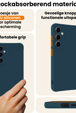 Nomfy Nomfy Samsung Galaxy S25 Plus Hoesje Siliconen Met 2x Screenprotector - Donkerblauw