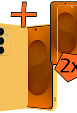 Nomfy Nomfy Samsung Galaxy S25 Plus Hoesje Siliconen Met 2x Screenprotector - Geel