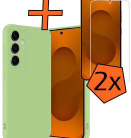Nomfy Nomfy Samsung Galaxy S25 Plus Hoesje Siliconen Met 2x Screenprotector - Groen