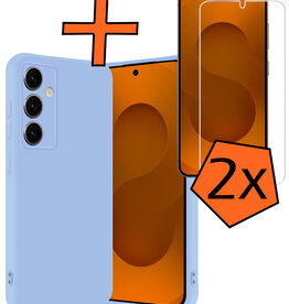 Nomfy Nomfy Samsung Galaxy S25 Plus Hoesje Siliconen Met 2x Screenprotector - Lichtblauw