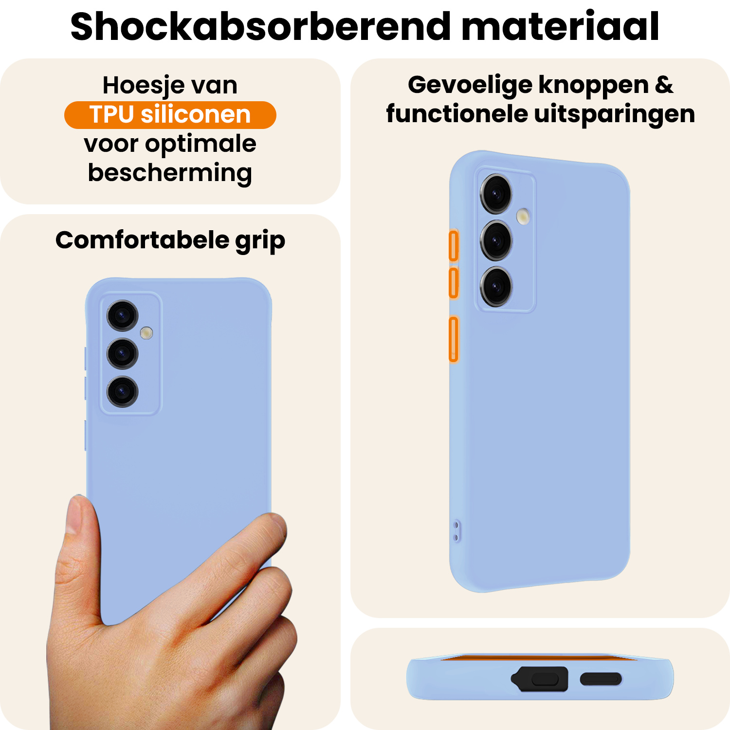 Nomfy Nomfy Samsung Galaxy S25 Plus Hoesje Siliconen Met 2x Screenprotector - Lichtblauw