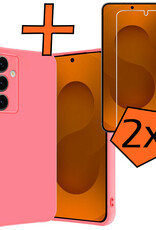 Nomfy Nomfy Samsung Galaxy S25 Plus Hoesje Siliconen Met 2x Screenprotector - Lichtroze