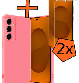 Nomfy Nomfy Samsung Galaxy S25 Plus Hoesje Siliconen Met 2x Screenprotector - Lichtroze