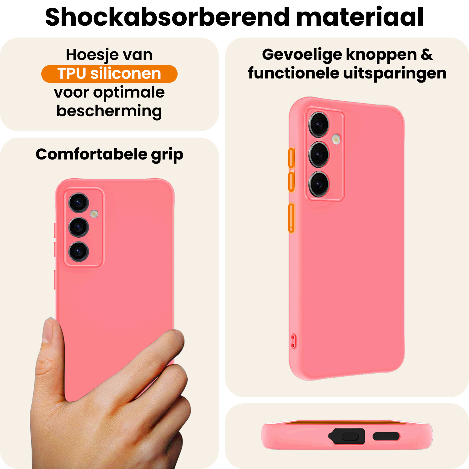 Nomfy Nomfy Samsung Galaxy S25 Plus Hoesje Siliconen Met 2x Screenprotector - Lichtroze