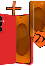 Nomfy Nomfy Samsung Galaxy S25 Plus Hoesje Siliconen Met 2x Screenprotector - Rood