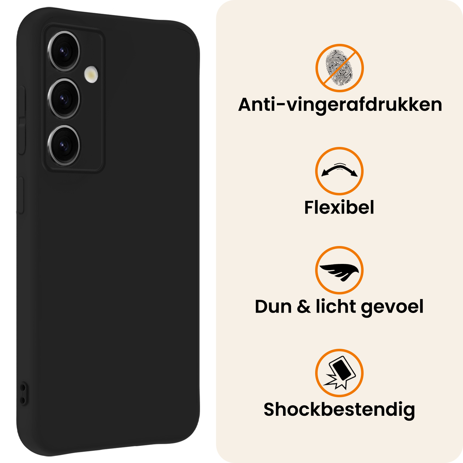 Nomfy Nomfy Samsung Galaxy S25 Plus Hoesje Siliconen Met 2x Screenprotector - Zwart