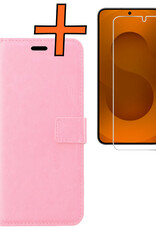 Nomfy Nomfy Samsung Galaxy S25 Plus Hoesje Bookcase Met Screenprotector - Lichtroze