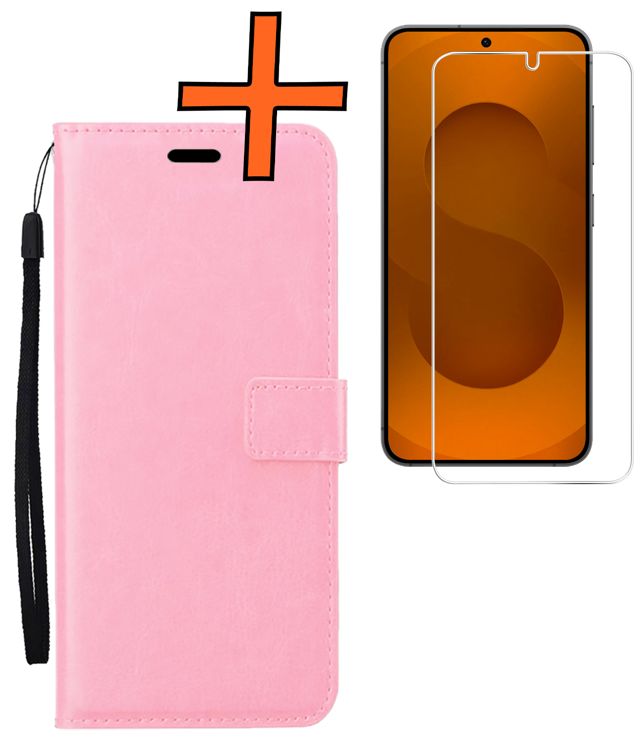 Nomfy Nomfy Samsung Galaxy S25 Plus Hoesje Bookcase Met Screenprotector - Lichtroze