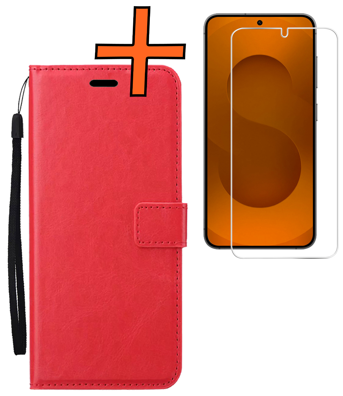 Nomfy Nomfy Samsung Galaxy S25 Plus Hoesje Bookcase Met Screenprotector - Rood