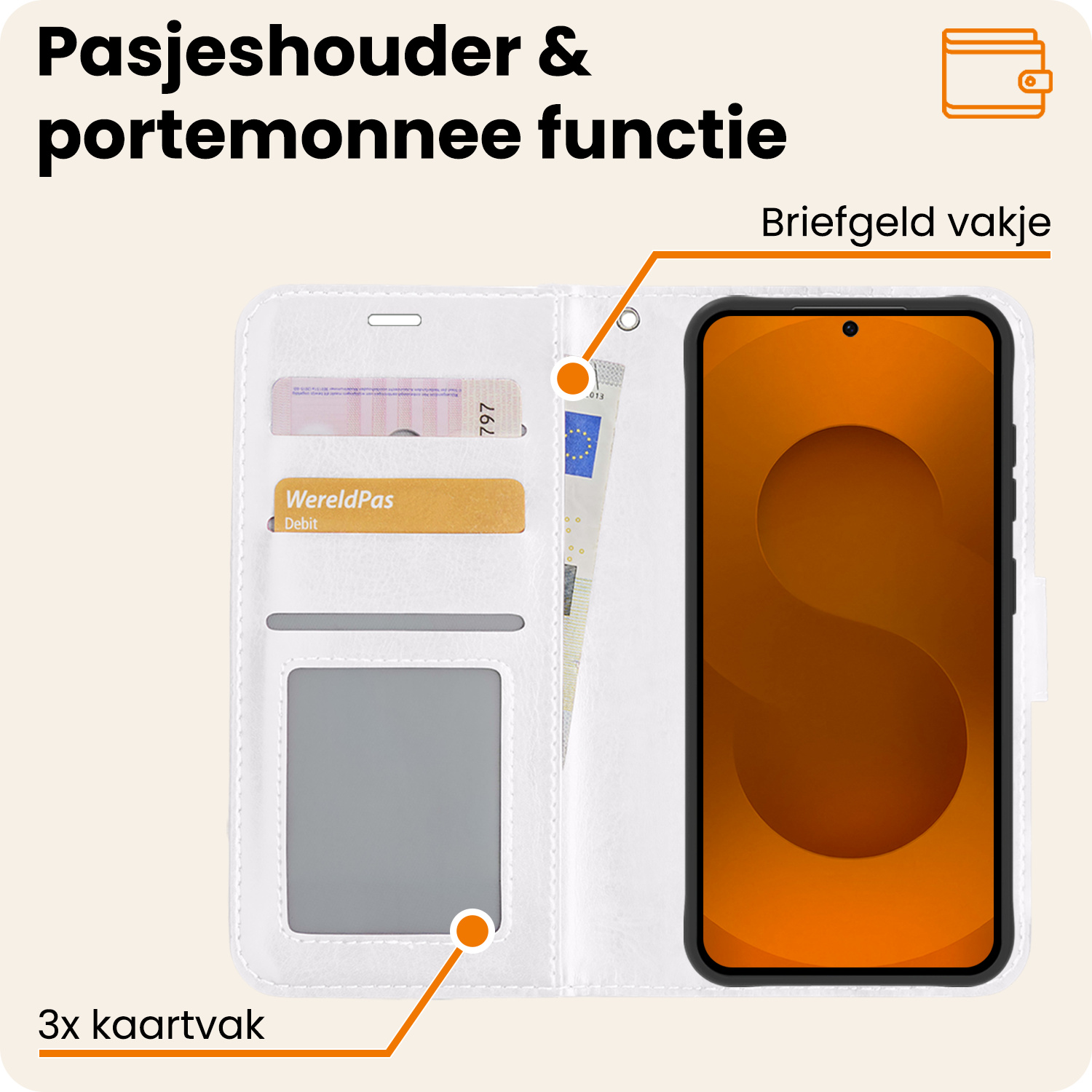 Nomfy Nomfy Samsung Galaxy S25 Plus Hoesje Bookcase Met Screenprotector - Wit
