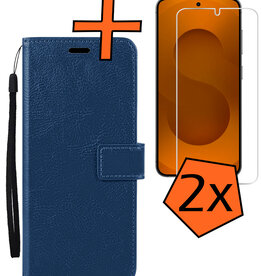 Nomfy Nomfy Samsung Galaxy S25 Plus Hoesje Bookcase Met 2x Screenprotector - Donkerblauw