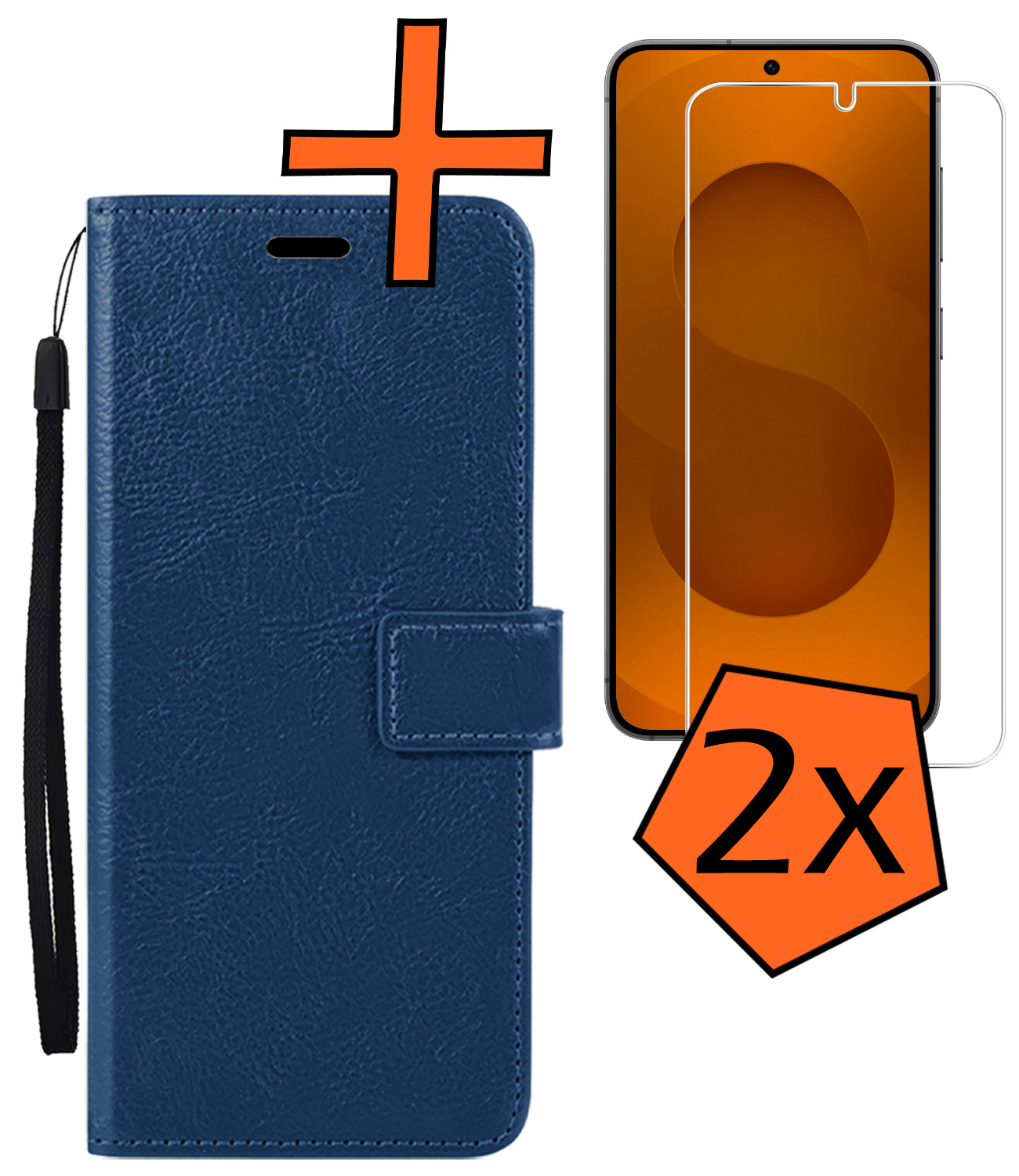 Nomfy Nomfy Samsung Galaxy S25 Plus Hoesje Bookcase Met 2x Screenprotector - Donkerblauw