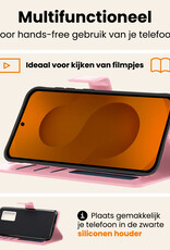 Nomfy Nomfy Samsung Galaxy S25 Plus Hoesje Bookcase Met 2x Screenprotector - Lichtroze