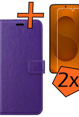 Nomfy Nomfy Samsung Galaxy S25 Plus Hoesje Bookcase Met 2x Screenprotector - Paars