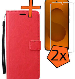 Nomfy Nomfy Samsung Galaxy S25 Plus Hoesje Bookcase Met 2x Screenprotector - Rood