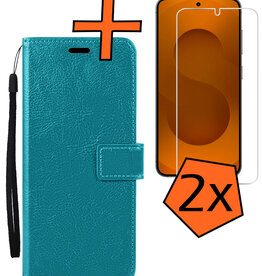 Nomfy Nomfy Samsung Galaxy S25 Plus Hoesje Bookcase Met 2x Screenprotector - Turquoise