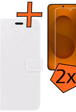 Nomfy Nomfy Samsung Galaxy S25 Plus Hoesje Bookcase Met 2x Screenprotector - Wit