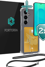 Forterra Forterra Samsung Galaxy S25 Hoesje Pashouder met Koord Met 2x Screenprotector