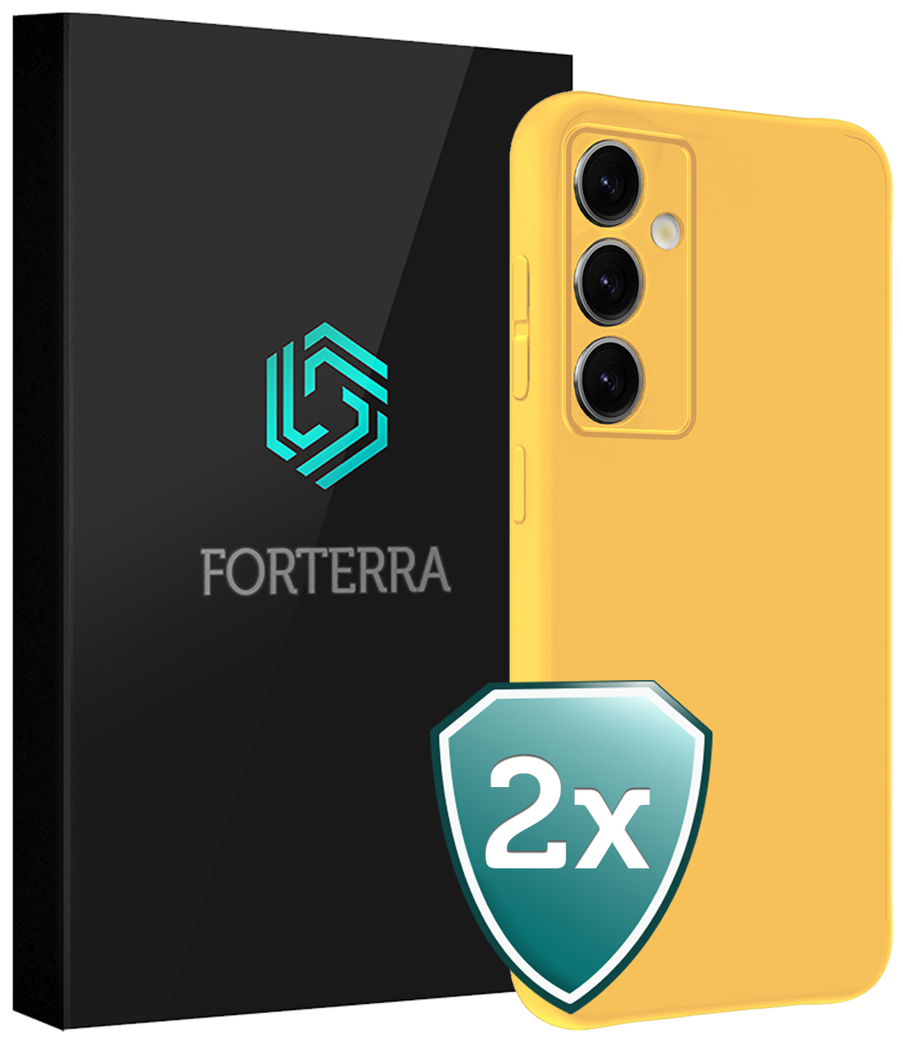 Forterra Forterra Samsung Galaxy S25 Hoesje Siliconen - Geel - 2 PACK
