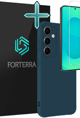 Forterra Forterra Samsung Galaxy S25 Hoesje Siliconen Met Screenprotector - Donkerblauw