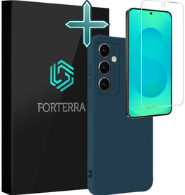 Forterra Forterra Samsung Galaxy S25 Hoesje Siliconen Met Screenprotector - Donkerblauw