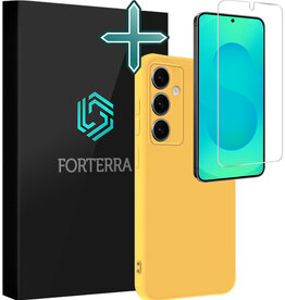 Forterra Forterra Samsung Galaxy S25 Hoesje Siliconen Met Screenprotector - Geel