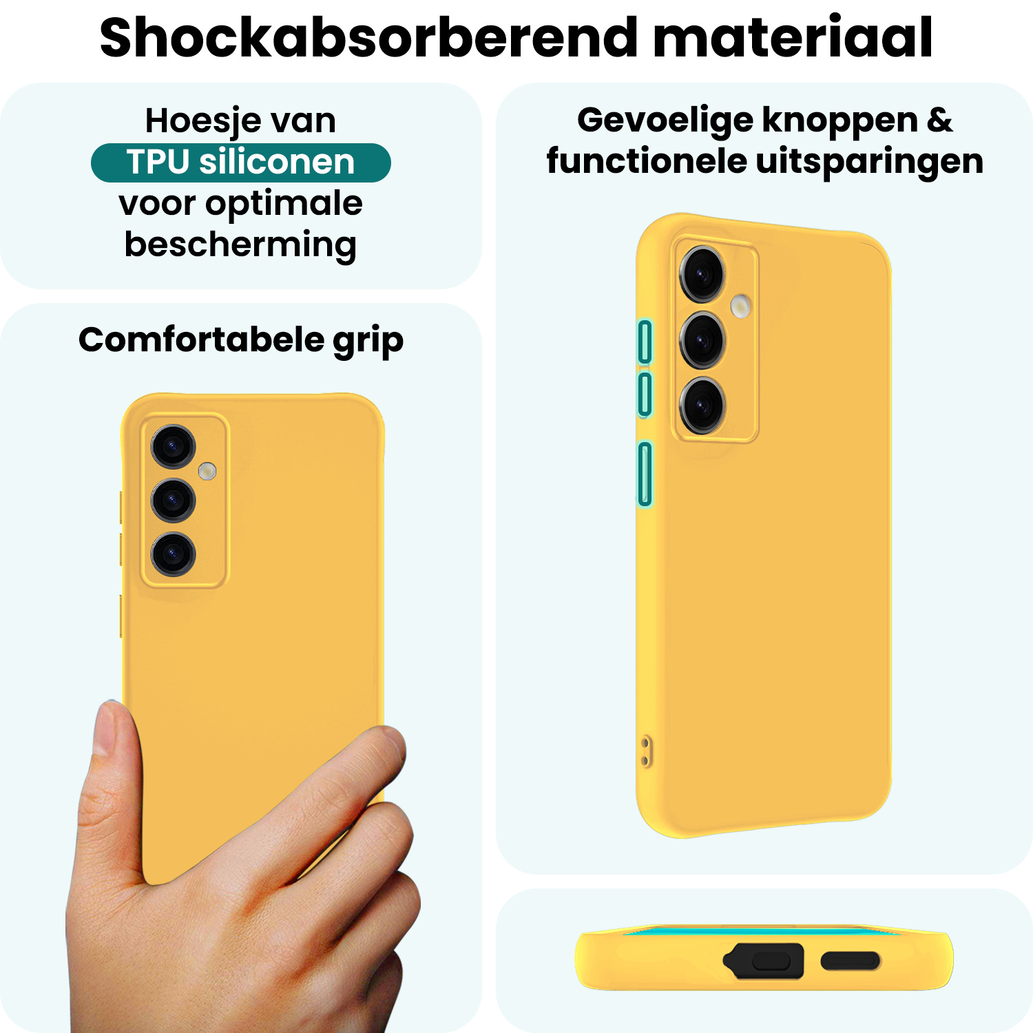 Forterra Forterra Samsung Galaxy S25 Hoesje Siliconen Met Screenprotector - Geel