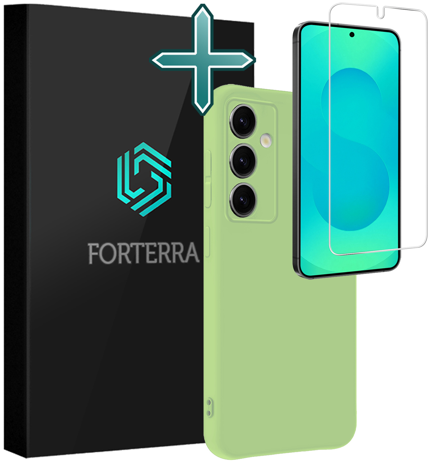 Forterra Forterra Samsung Galaxy S25 Hoesje Siliconen Met Screenprotector - Groen