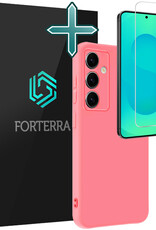 Forterra Forterra Samsung Galaxy S25 Hoesje Siliconen Met Screenprotector - Lichtroze