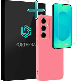Forterra Forterra Samsung Galaxy S25 Hoesje Siliconen Met Screenprotector - Lichtroze