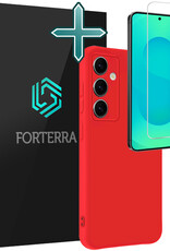 Forterra Forterra Samsung Galaxy S25 Hoesje Siliconen Met Screenprotector - Rood