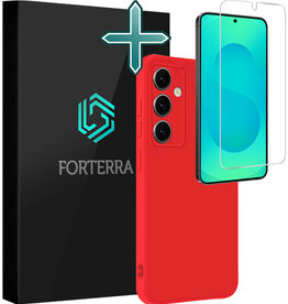 Forterra Forterra Samsung Galaxy S25 Hoesje Siliconen Met Screenprotector - Rood