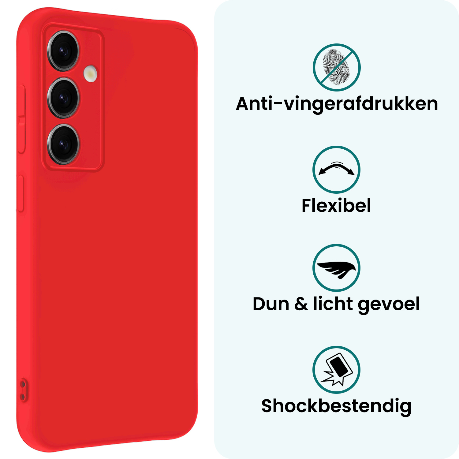 Forterra Forterra Samsung Galaxy S25 Hoesje Siliconen Met Screenprotector - Rood