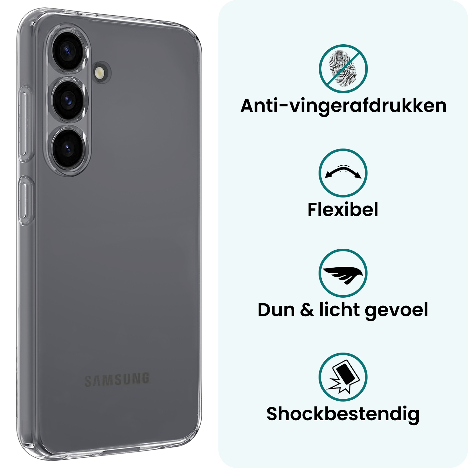 Forterra Forterra Samsung Galaxy S25 Hoesje Siliconen Met Screenprotector - Transparant