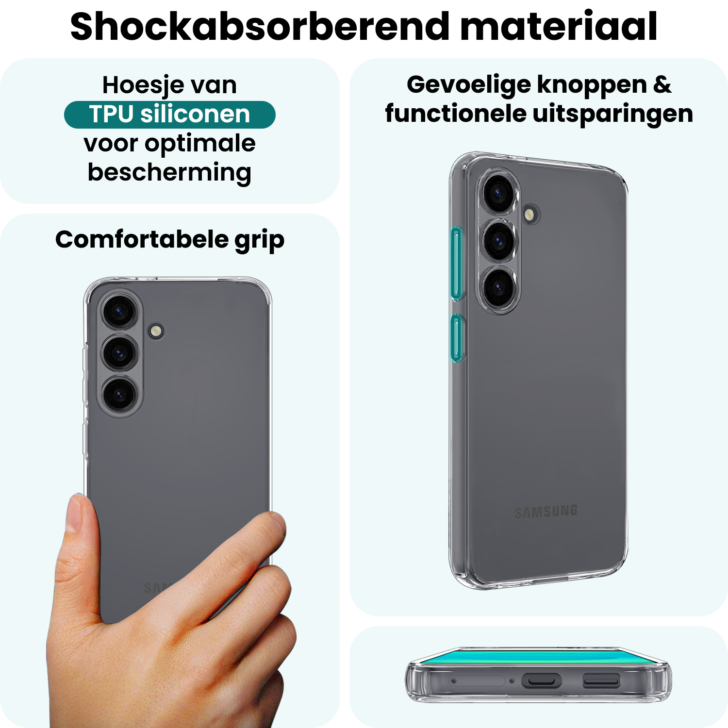 Forterra Forterra Samsung Galaxy S25 Hoesje Siliconen Met Screenprotector - Transparant