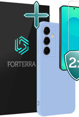 Forterra Forterra Samsung Galaxy S25 Hoesje Siliconen Met 2x Screenprotector - Lichtblauw