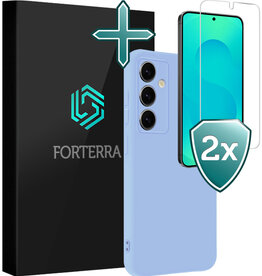 Forterra Forterra Samsung Galaxy S25 Hoesje Siliconen Met 2x Screenprotector - Lichtblauw