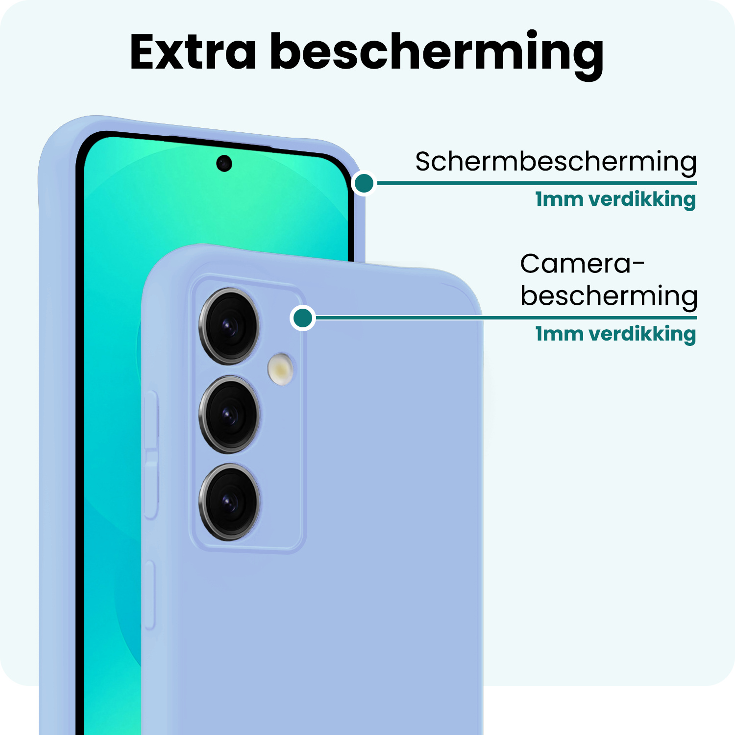 Forterra Forterra Samsung Galaxy S25 Hoesje Siliconen Met 2x Screenprotector - Lichtblauw