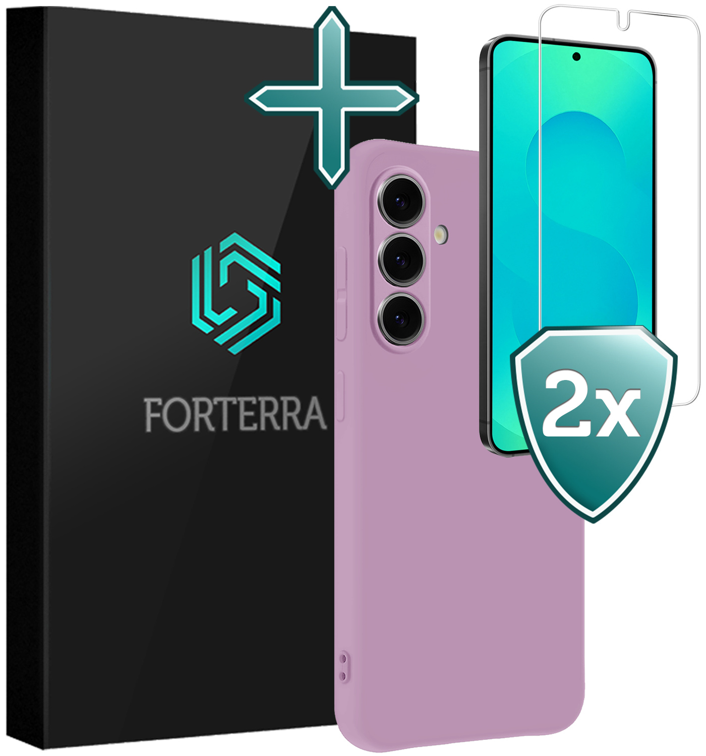 Forterra Forterra Samsung Galaxy S25 Hoesje Siliconen Met 2x Screenprotector - Lila