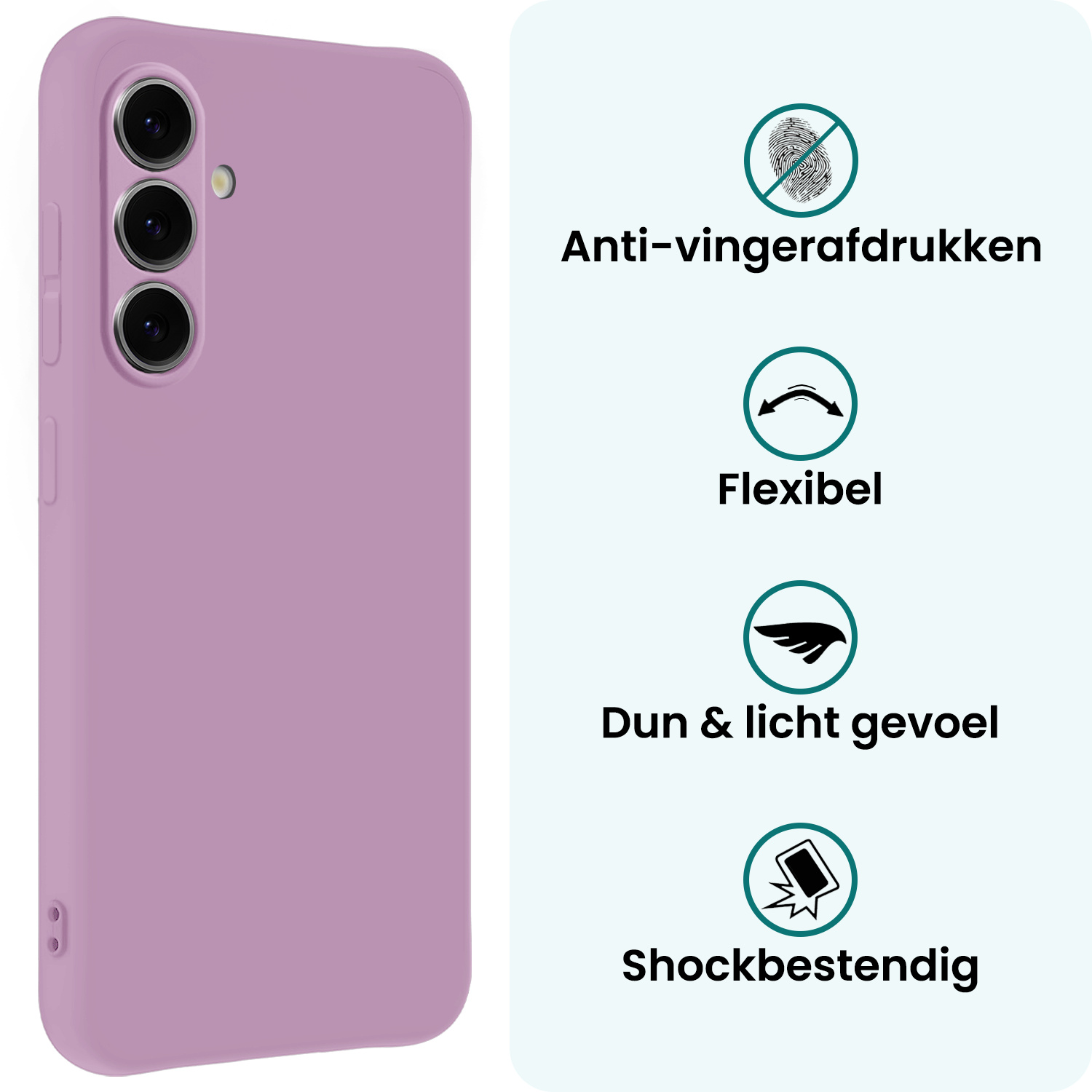 Forterra Forterra Samsung Galaxy S25 Hoesje Siliconen Met 2x Screenprotector - Lila