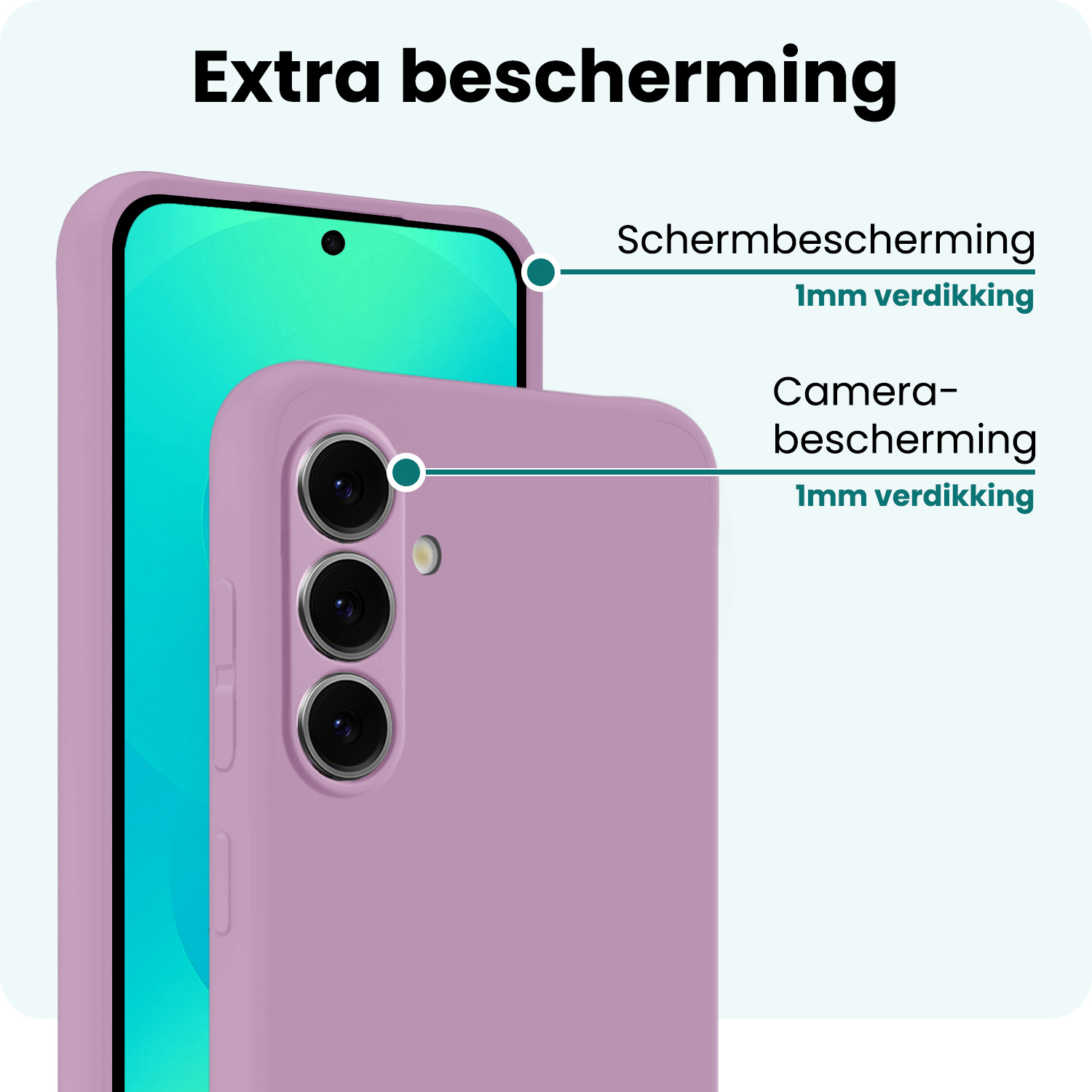 Forterra Forterra Samsung Galaxy S25 Hoesje Siliconen Met 2x Screenprotector - Lila