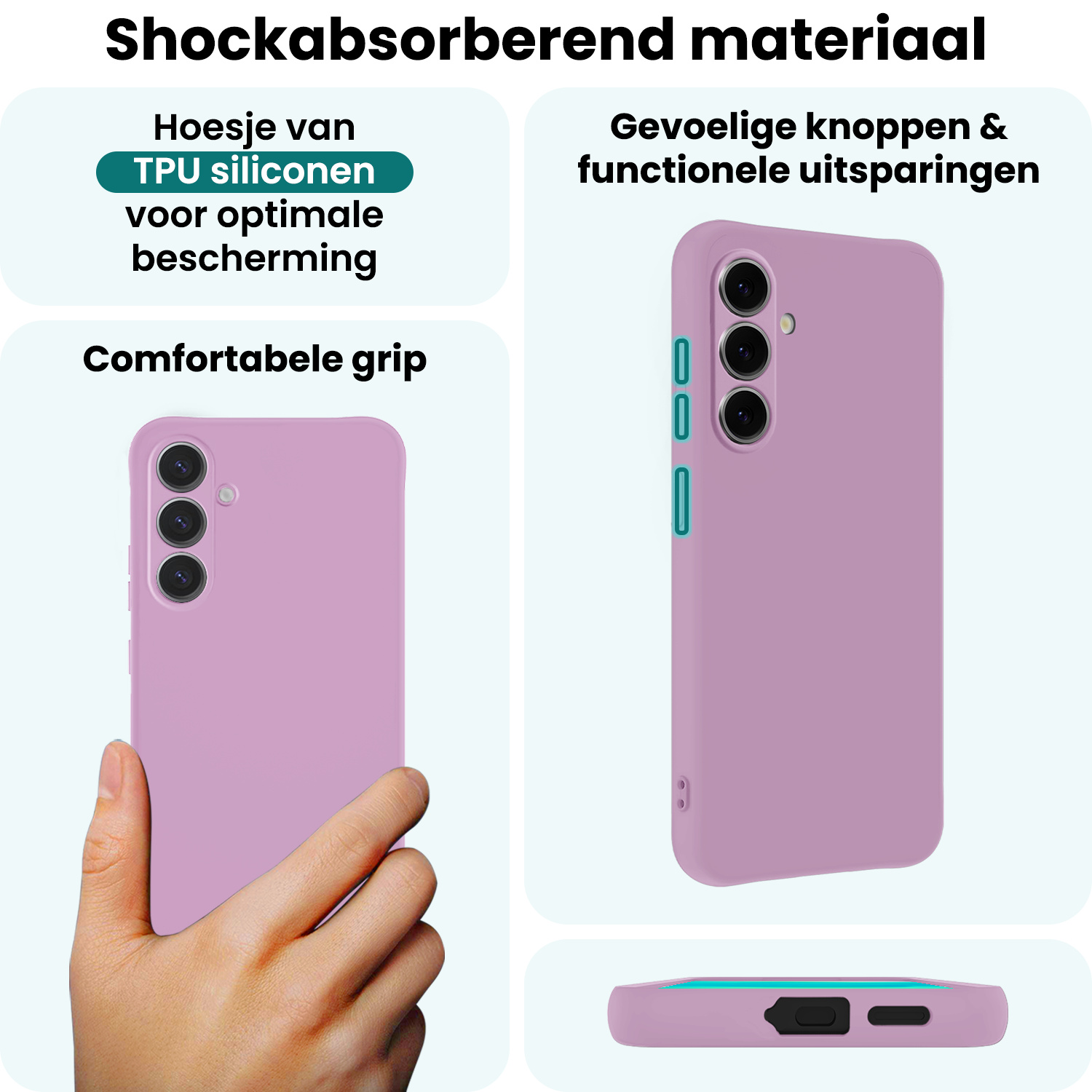 Forterra Forterra Samsung Galaxy S25 Hoesje Siliconen Met 2x Screenprotector - Lila
