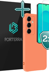 Forterra Forterra Samsung Galaxy S25 Hoesje Siliconen Met 2x Screenprotector - Perzik